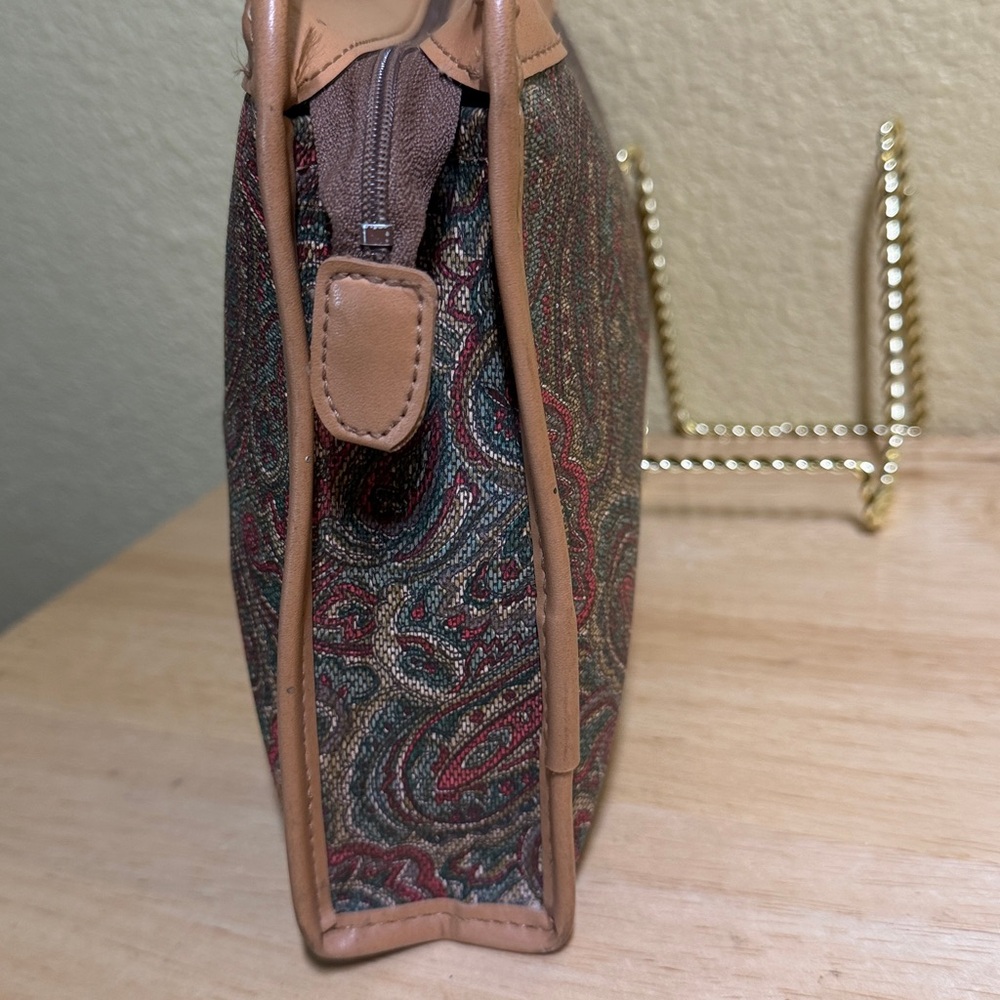 Pierre Cardin Paisley Clutch with Tan Leather Trim - Picture 2 of 5